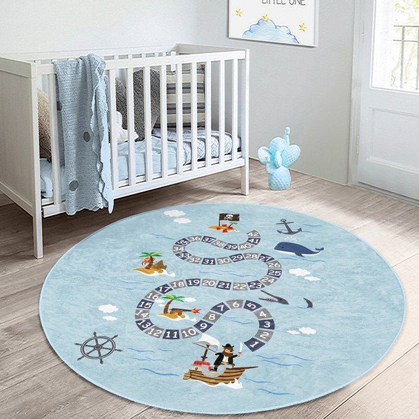 Világoskék gyerek szőnyeg ø 80 cm Comfort – Mila Home-image-3