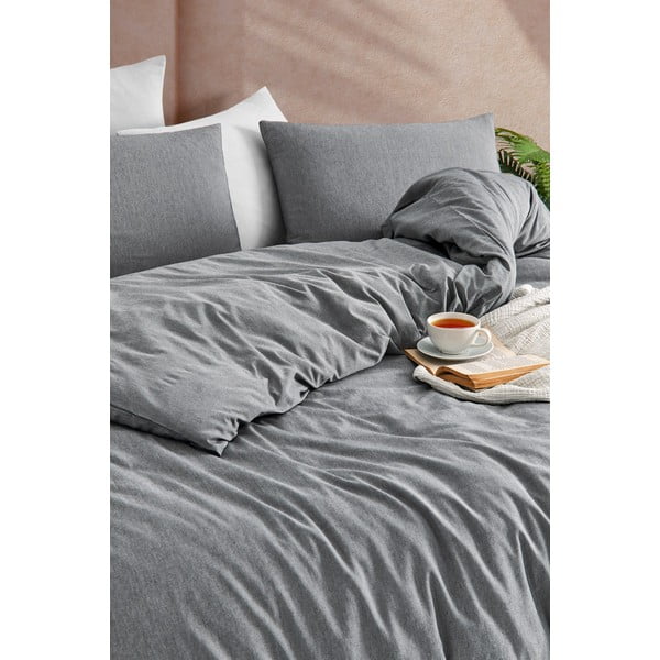 Antracitszürke egyszemélyes ágyneműhuzat 140x200 cm Yarn Dyed – Mijolnir-image-1