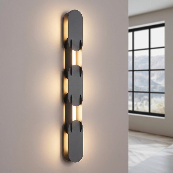 Fekete fém LED fali lámpa CHAIN – Thoro-image-1