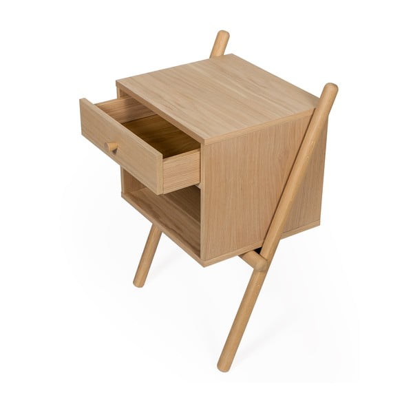 Natúr színű éjjeliszekrény tölgyfa dekorral Wiru – Woodman-image-4