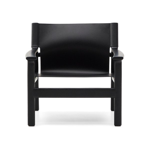 Fekete bőr fotel Jan – Kave Home-image-2