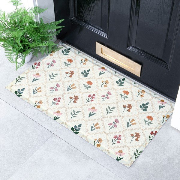 PVC lábtörlő 40x70 cm Vintage Floral Stamp – Artsy Doormats-image-1