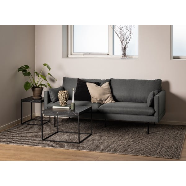 Fekete dohányzóasztal márvány dekoros asztallappal 60x60 cm Barossa – Actona-image-1