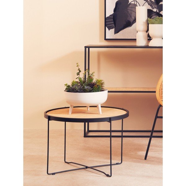 Natúr színű rattan kerek dohányzóasztal ø 60 cm Depok – Premier Housewares-image-2