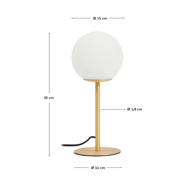 Fehér-aranyszínű asztali lámpa üveg búrával (magasság 35 cm) Brisia – Kave Home-image-4