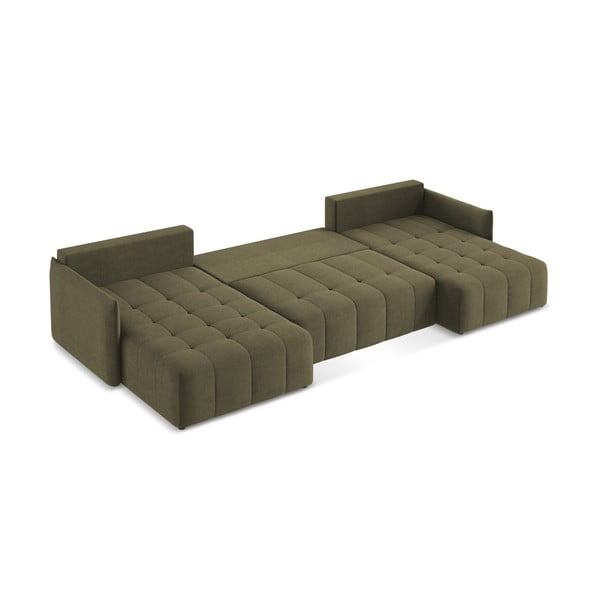 Khaki kinyitható-tárolóhelyes (U alakú) sarokkanapé Moku – Makamii-image-3