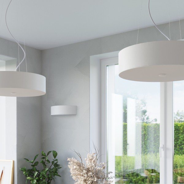 Fehér függőlámpa textil búrával ø 80 cm Herra – Sollux-image-1