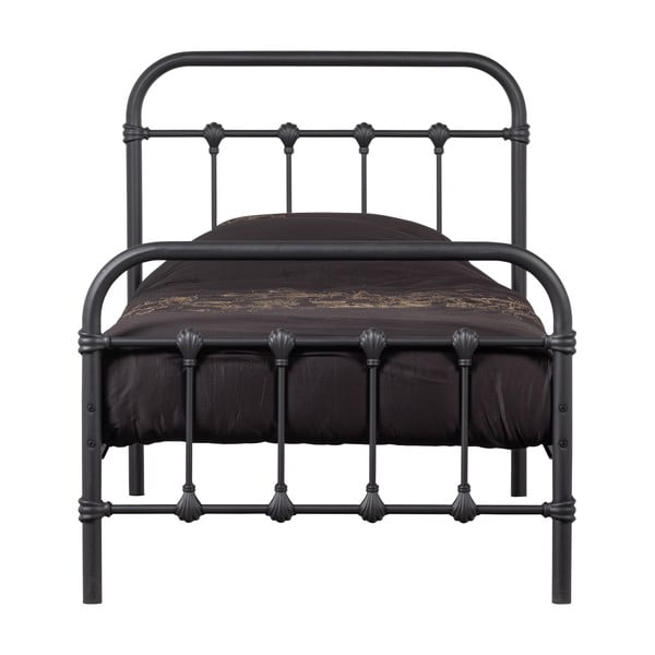 Fekete egyszemélyes ágy ágyráccsal 90x200 cm Moos – WOOOD-image-3