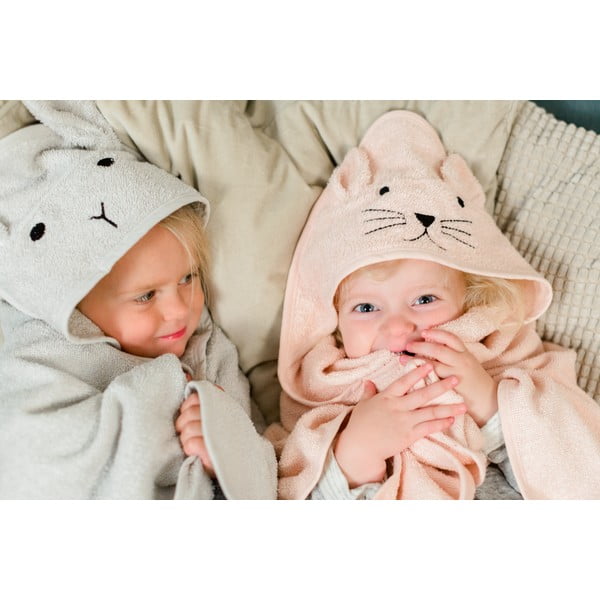 Cat rózsaszín pamut kapucnis gyerek törölköző - Kindsgut-image-1