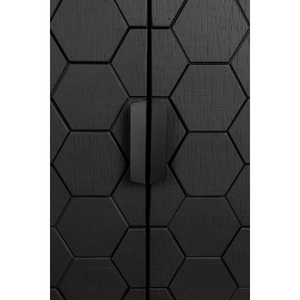 Fekete borovi fenyő alacsony komód 140x58 cm Linc – White Label-image-2