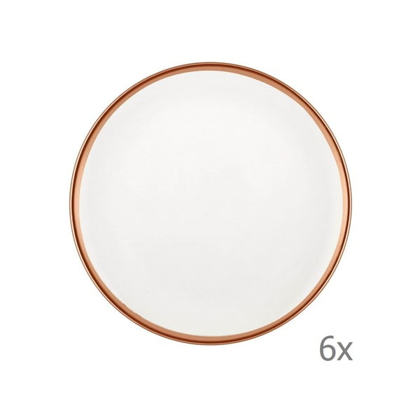 Halos Bronze 6 db-os fehér porcelán desszertes tányér szett, ⌀ 19 cm - Mia