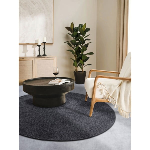 Sötétszürke kézi szövésű gyapjú kerek szőnyeg ø 160 cm Francois – Villeroy&Boch-image-1