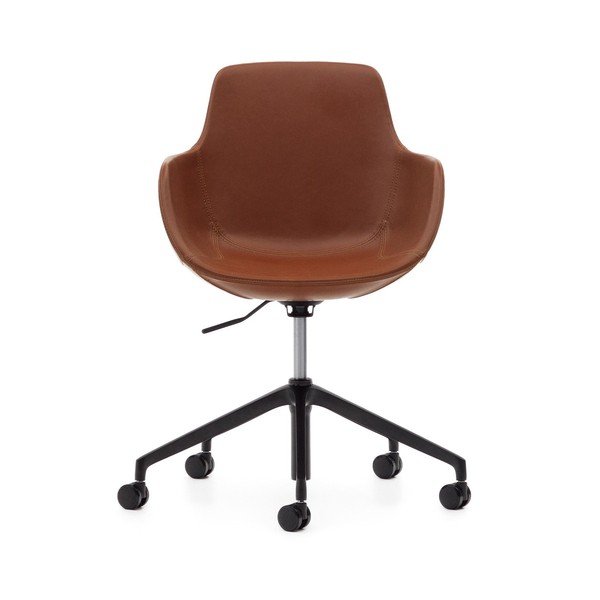 Konyakbarna bőrutánzat irodai szék Tissiana – Kave Home-image-2