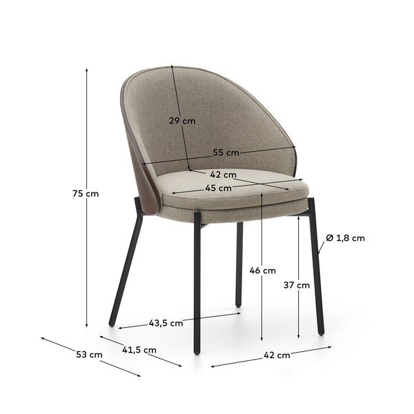Bézs kárpitozott étkezőfotel Eamy – Kave Home-image-4