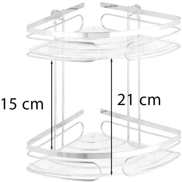 Premium rozsdamentes acél kétszintes fali sarokpolc - Wenko-image-4