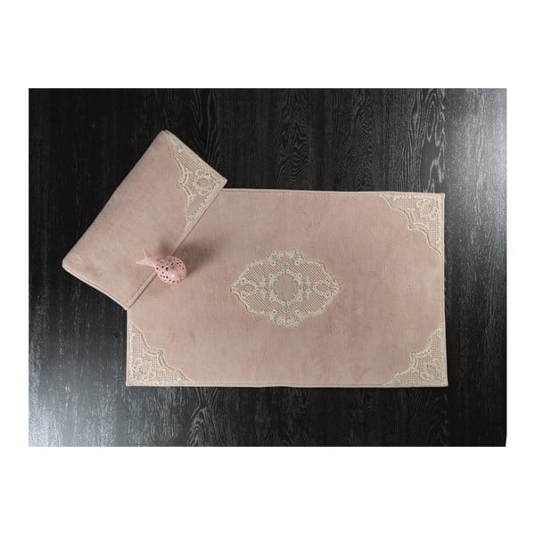 Perla 2 részes világos rózsaszín pamut fürdőszobai szőnyeg - Confetti