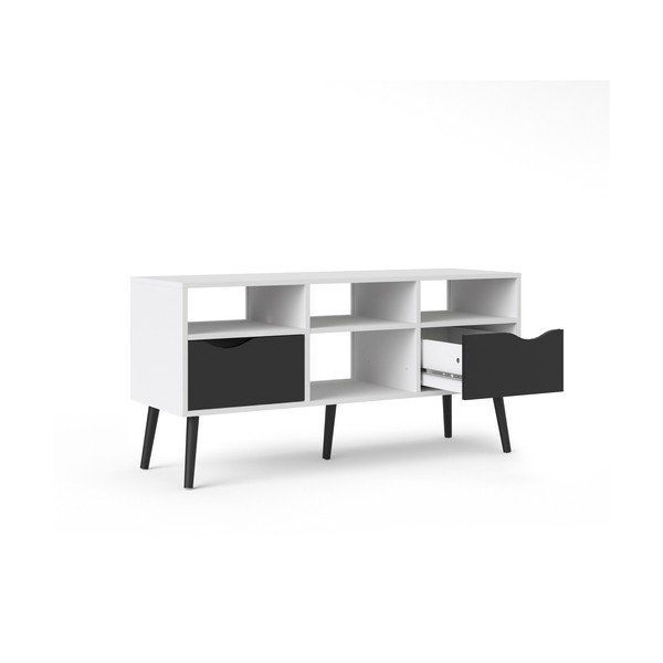 Oslo fekete-fehér TV-állvány, 117 x 57 cm - Tvilum-image-2