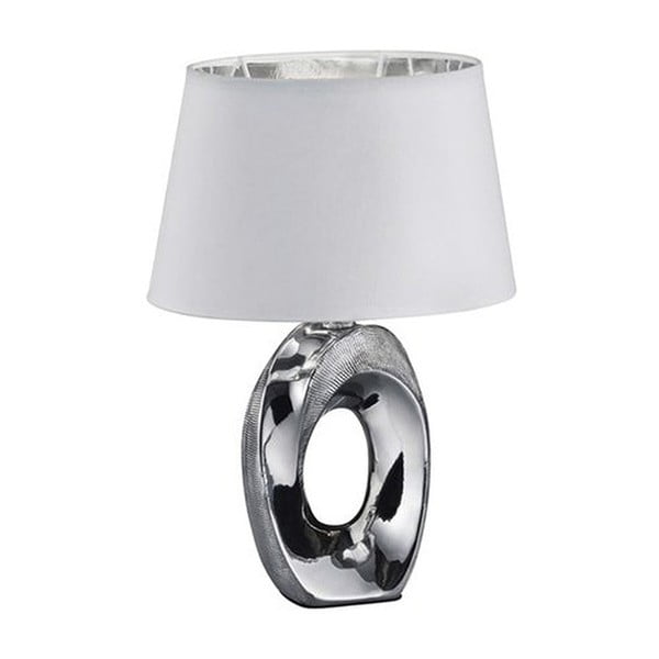 Taba fehér-ezüstszínű kerámia-szövet asztali lámpa, magasság 33 cm - Trio