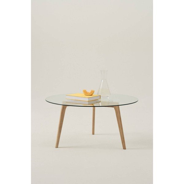 Natúr színű tölgyfa kerek dohányzóasztal ø 90 cm Malevik – Jotex-image-1