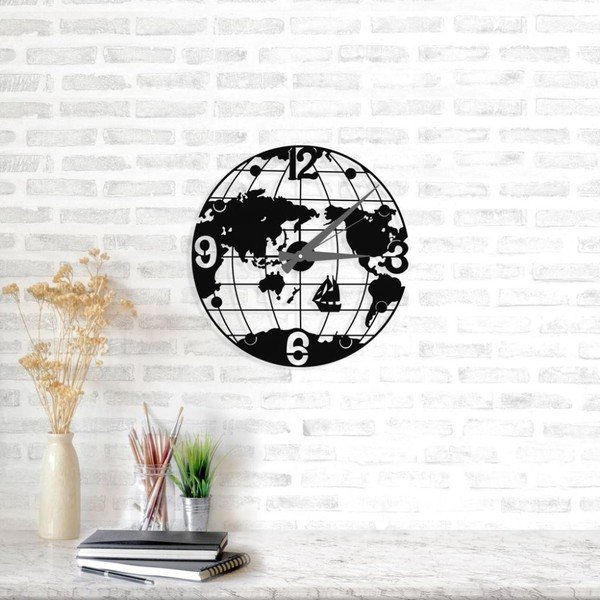 Globe Clock fekete fém falióra, ⌀ 50 cm-image-1
