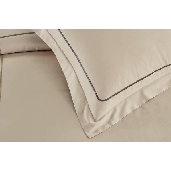 Bézs hatrészes egyszemélyes renforcé pamut ágyneműhuzat lepedővel 140x200 cm Calm of Lines – Mila Home Luxury-image-2