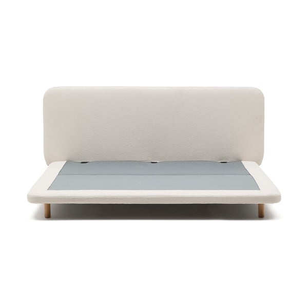 Bézs kárpitozott franciaágy 180x200 cm Odum – Kave Home-image-2
