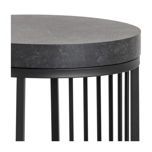 Fekete éjjeliszekrény márvány dekoros asztallappal Strington – Actona-image-4