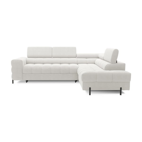 Krémszínű buklé kinyitható-tárolóhelyes sarokkanapé (jobb oldali-L alakú) Ferucce – ELTAP