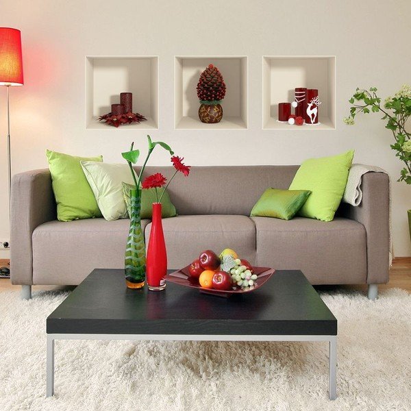 Fanastick Red Candles and Christmas Tree 3 db-os 3D hatású karácsonyi falmatrica szett - Ambiance-image-2