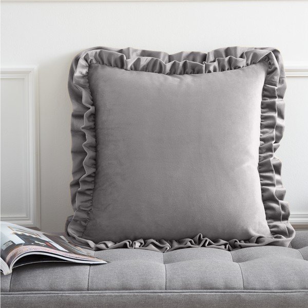 Bársony díszpárna 43x43 cm Velvet Double Frill – Catherine Lansfield-image-1