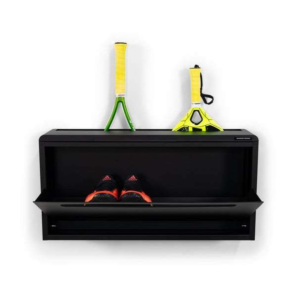 Fekete fém billenő ajtós-függő cipőtartó 76x38x18 cm Sportiva – Spinder Design-image-3