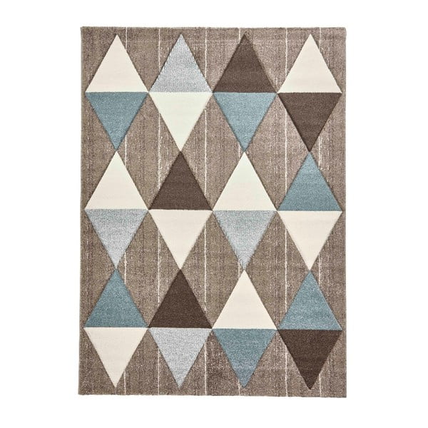 Brooklyn Triangles bézs-kék szőnyeg, 160 x 220 cm - Think Rugs