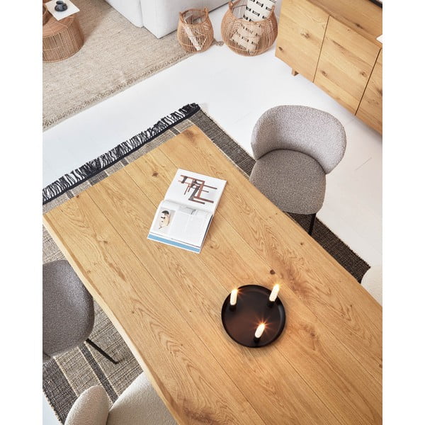 Natúr színű étkezőasztal tölgyfa dekoros asztallappal 90x160 cm Lotty – Kave Home-image-2