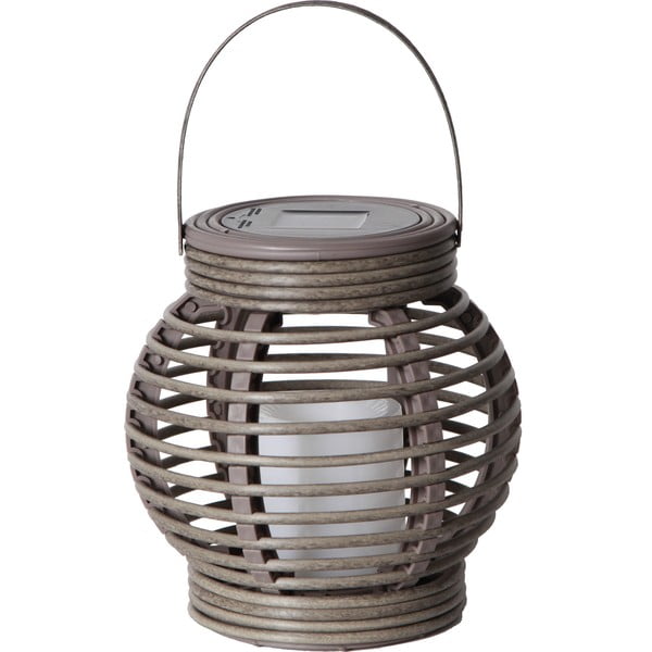 Rustic barna napelemes LED lámpás, magasság 16 cm - Star Trading