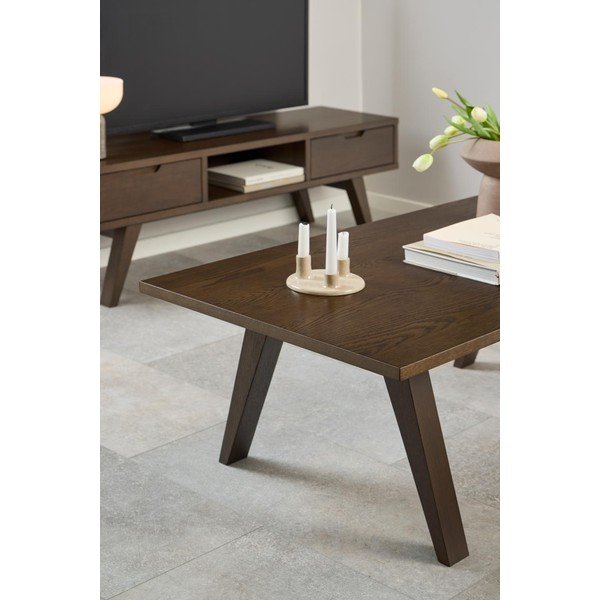 Barna dohányzóasztal tölgyfa dekorral 70x130 cm A-Line – Actona-image-2