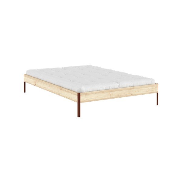 Natúr színű borovi fenyő franciaágy ágytámla nélkül, ágyráccsal 140x200 cm Core – Karup Design-image-3