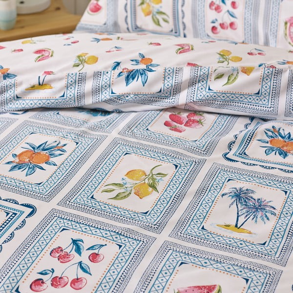 Kék kétszemélyes hosszabbított ágyneműhuzat 230x220 cm Riviera Tiles – Catherine Lansfield-image-4