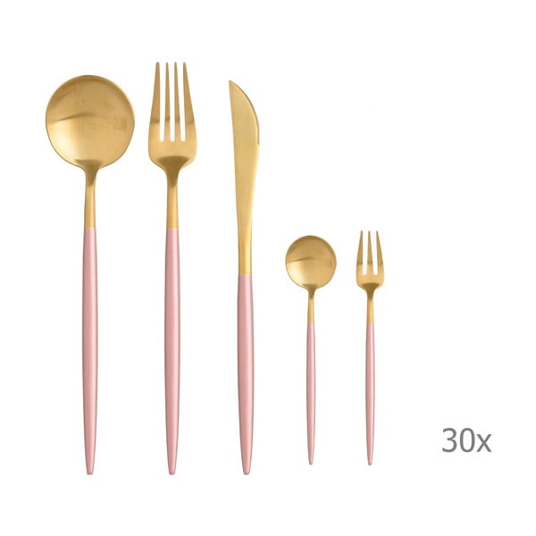 Metallic 30 db-os arany-rózsaszín színű evőeszköz készlet - InArt