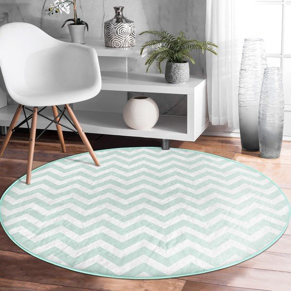 Mentazöld mosható-robotporszívóval tisztítható kerek szőnyeg ø 100 cm Comfort – Mila Home-image-4