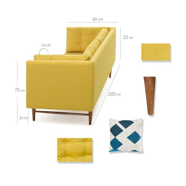 Eva sárga kanapé - Balcab Home-image-2