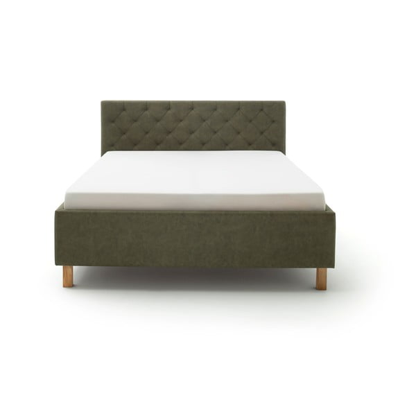 Zöld kárpitozott ágyneműtartós franciaágy ágyráccsal 180x200 cm San Remo – Meise Möbel-image-2