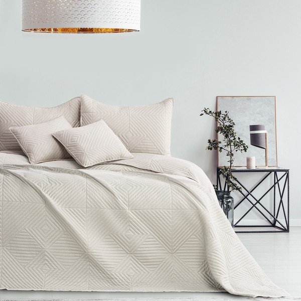 Krémszínű mikroszálas steppelt ágytakaró 220x240 cm Softa – Restilo-image-1