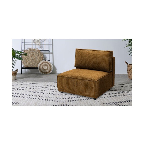 Mustársárga kordbársony kanapé modul (középső rész) Nihad modular – Bobochic Paris-image-1