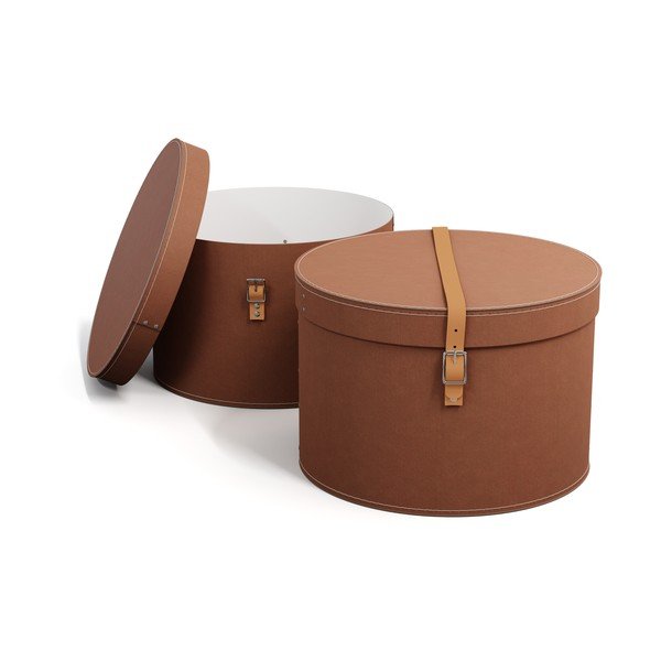 Barna fedeles karton tárolódoboz szett 2 db-os ø 37,5x25 cm Rut Restore Paper Laminate – Bigso