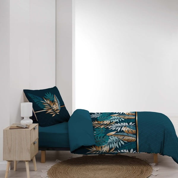 Petróleumkék egyszemélyes pamut ágyneműhuzat 140x200 cm Alianor – douceur d'intérieur-image-4