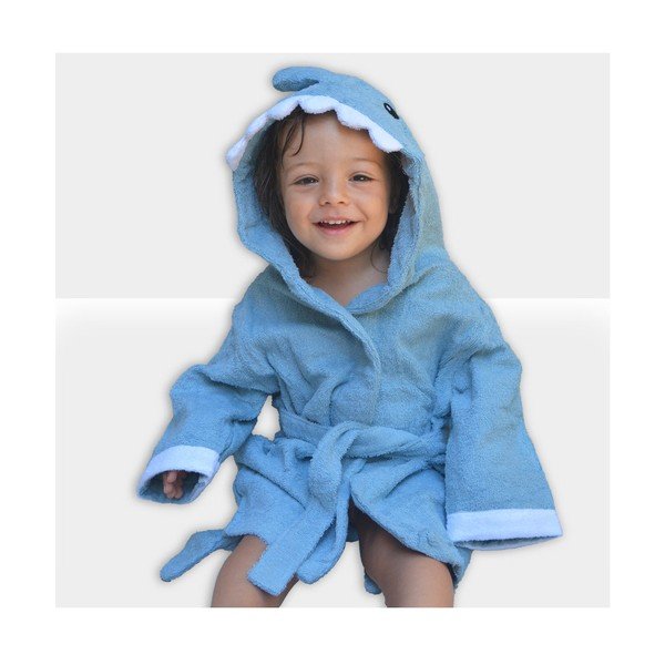 Kék pamut gyerek fürdőköpeny S Shark - Rocket Baby-image-2