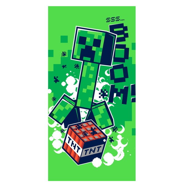 Zöld pamut gyerek fürdőlepedő 70x140 cm Minecraft Boom – Jerry Fabrics