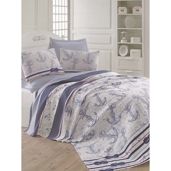 Capa Blue kékesszürke könnyű ágytakaró, 200 x 235 cm