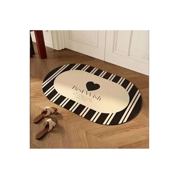 Fekete-krémszínű fürdőszobai kilépő 60x100 cm Best Wish – Foutastic-image-1