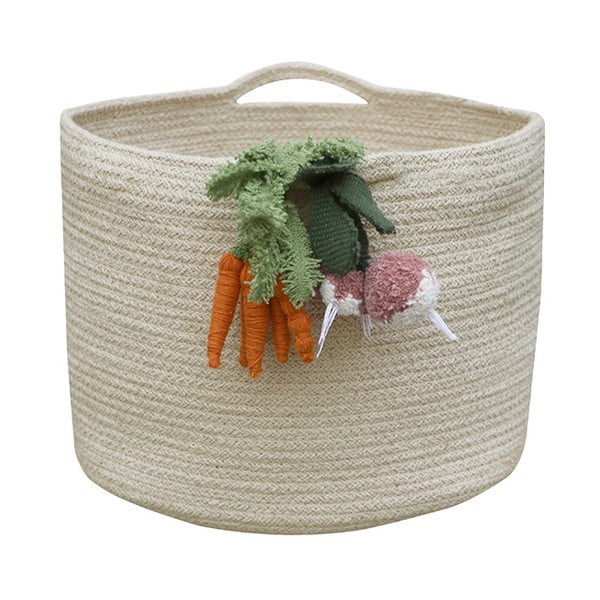 Krémszínű textil játéktároló kosár ø 30x23 cm Veggies – Lorena Canals